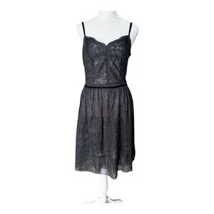 Vintage Free People Dress Black Lace Polka Dot Size 6 Coquette Whimsigoth New